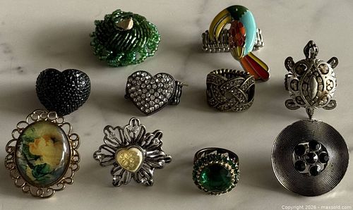 Lot of 10 Statement Adjustable Vintage-Style Rings  (1 of 3)