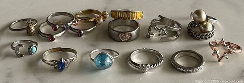 Lot of 16 Multicolor Statement Rings Adjustable & Various Sizes (1 of 3)