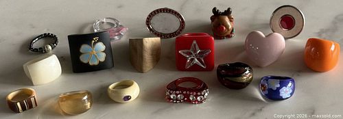 Multicolor Retro, Floral & More Vintage Ring Lot of 17  (1 of 3)