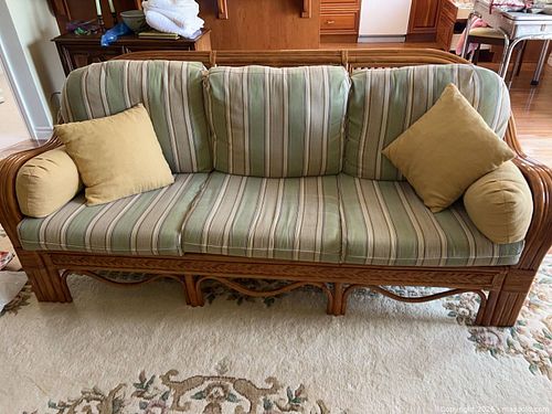 Coastal Rattan 3-Seat Sofa, Armchair & Ottoman Set straightback Chair, Side Table and Lamp (1 of 4)
