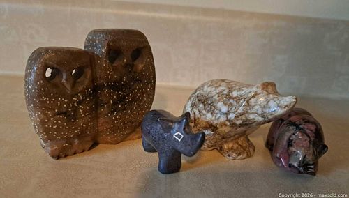 Collection of Small Hand-Carved Animals in Natural Polished Stone (1 of 11)