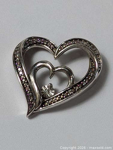 Sterling Silver Heart Pendant Encrusted (1 of 13)
