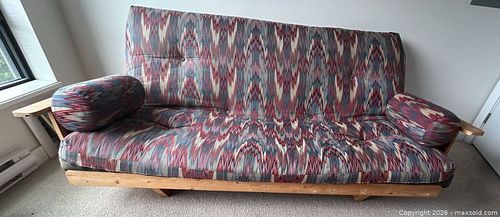 3-Seater Futon Sofa Bed with Wood Frame and Removable Bolsters and Arm rests  (1 of 14)