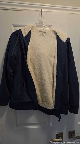BC Clothing Navy Sherpa-Lined Hoodie Jacket, Size L (1 of 6)