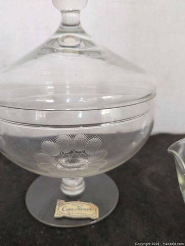 Corn Flower by W.J. Hughes Glass Compote (with Lid) & Serving Bowl (1 of 7)