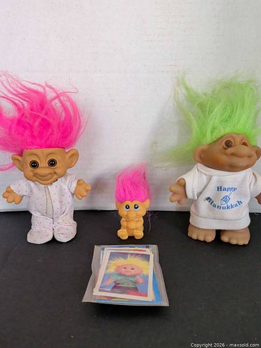 Lot of 3 Troll Dolls with Original Clothes and Cards (1 of 6)
