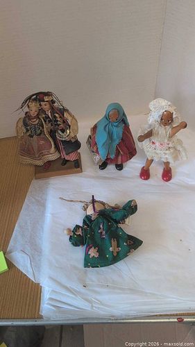Lot of Handmade Folk/Traditional Dolls on Wooden Base (1 of 16)