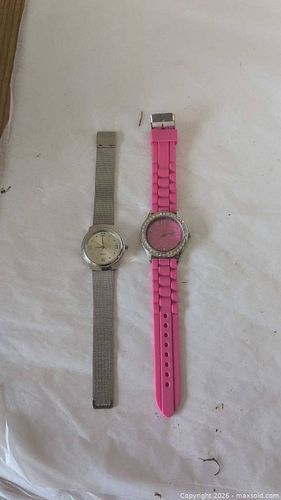 Two Wristwatches Pink Silicone & Silver Mesh Bands (1 of 12)