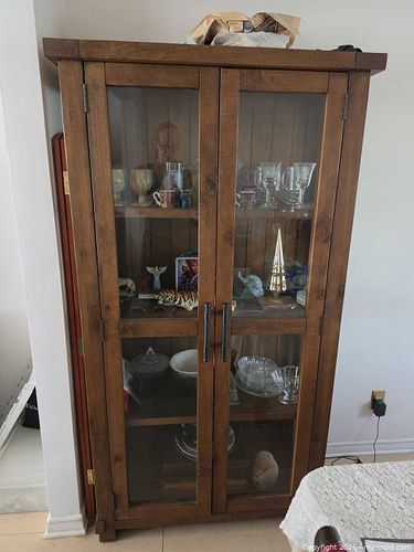 Solid Wood China Cabinet with Glass Front Doors(Contents NOT included) (1 of 4)