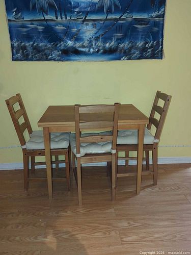 Light Brown Wood Veneer Dining Table Set with 3 Chairs (lower level) (1 of 13)