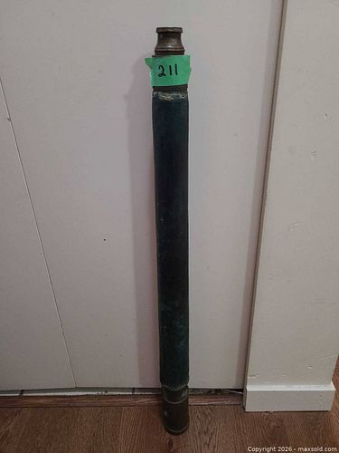 Antique Brass Spyglass with Green Leather Cover, 24–36 in (1 of 7)