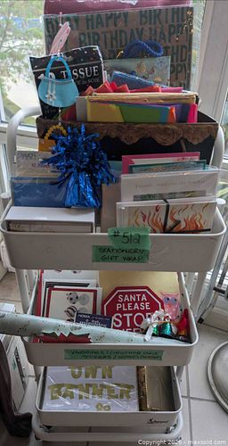 Assorted Greeting Cards, Gift Wrap & Accessories with Rolling 3-Tier Cart (1 of 7)