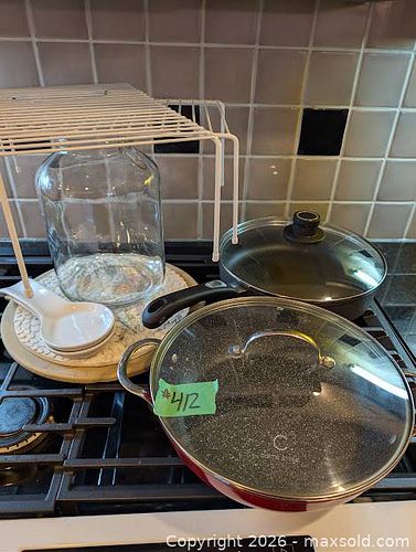 Curtis Stone Red Fry Pan & Black Sauté Pan with Glass Lids (1 of 12)