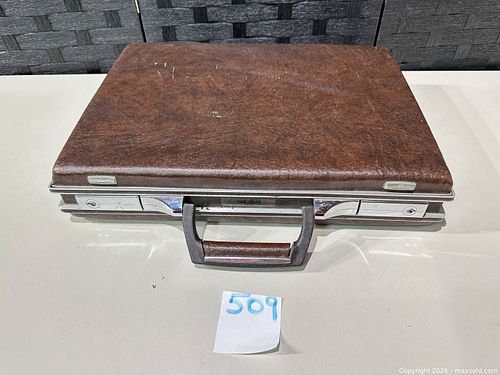 Airway Brown Faux Leather Briefcase with Silver Aluminum Trim (1 of 8)