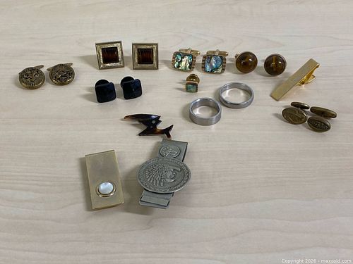 Vintage Men’s Fine & Costume Accessory Lot – Cufflinks, Money Clips, Tie Bars & Rings (1 of 13)
