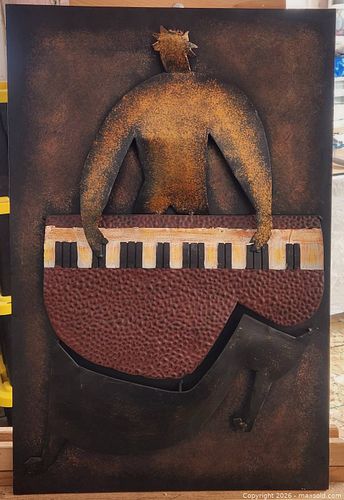 Metal Frame Artwork 16"x24": Piano Player (1 of 4)