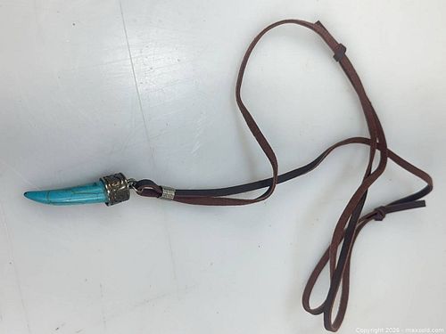 Turquoise Stone Pendant Necklace with Adjustable Suede Cord (1 of 3)
