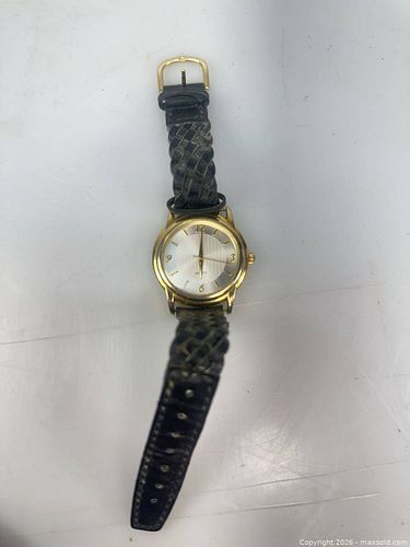 Unisex Gold-Tone Quartz Wristwatch with Black Braided Leather Strap (1 of 3)
