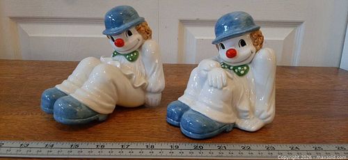Vintage Fitz and Floyd Porcelain Clown Bookends (1 of 11)
