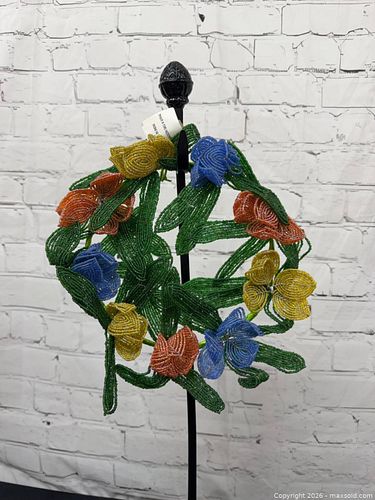 Handmade Floral Crown Headpiece with Glass Seed Beads (1 of 3)