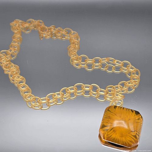 Vintage Amber Resin Flowers Statement Necklace, Continuous Strand (1 of 6)