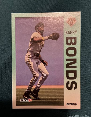 Barry Bonds baseball card, vintage from 1991 (1 of 3)