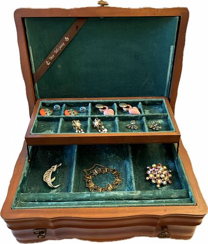 Costume Jewelry & Large Velvet-Lined Box (1 of 20)