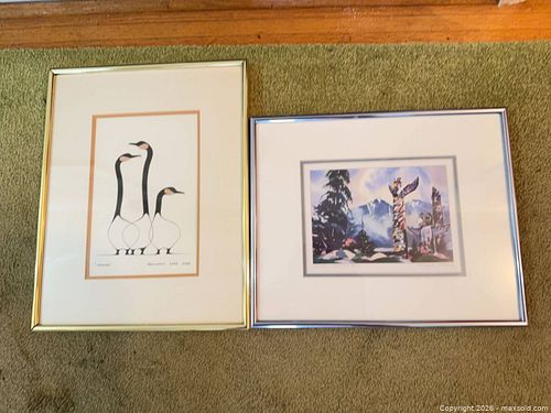 2 Framed, Signed Birds and Totem Poles Prints by Benjamin Chee Chee & Michael O'Toole A (1 of 10)