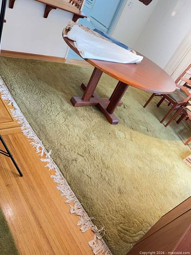 Green Rectangular Approx 10'x10' Wool High Pile Area Rug with Fringe C (1 of 8)