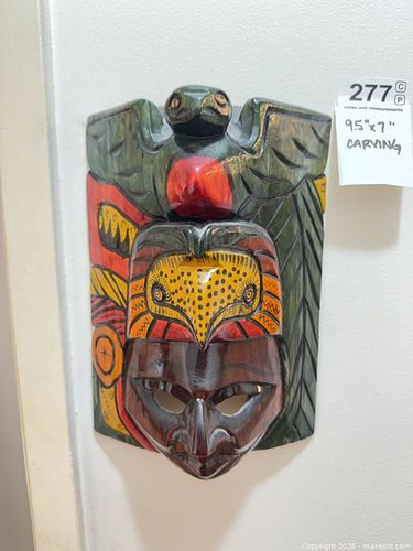 Hand-Carved Indigenous Totem-Style Wood Wall Mask A (1 of 6)