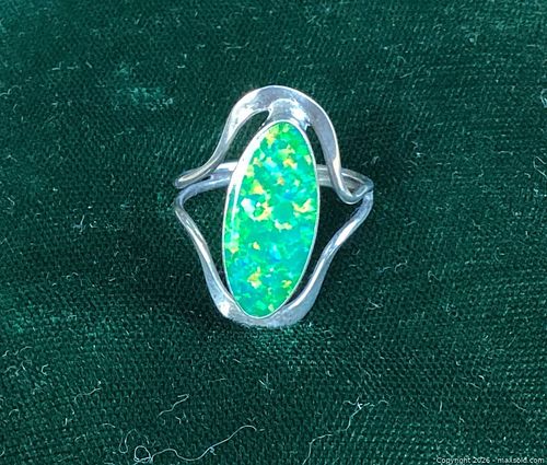 Natural Australian GEM Crystal Opal Ring in 925 Sterling Silver US-8 (1 of 7)