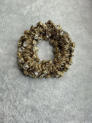 Gold-Tone Rhinestone Stretch Bracelet, Statement Charm Cluster (1 of 4)