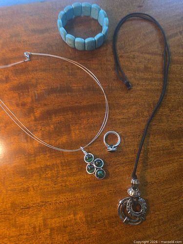 Mixed Turquoise & Silver-Tone Jewelry Lot, 4 Pieces (1 of 4)