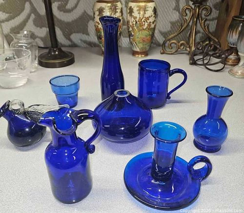Cobalt blue glass lot (1 of 9)