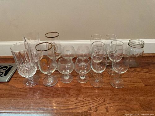 Assorted Glassware Lot: Wine, Brandy, Goblets & Mason Jar (11–15 pcs) (1 of 14)