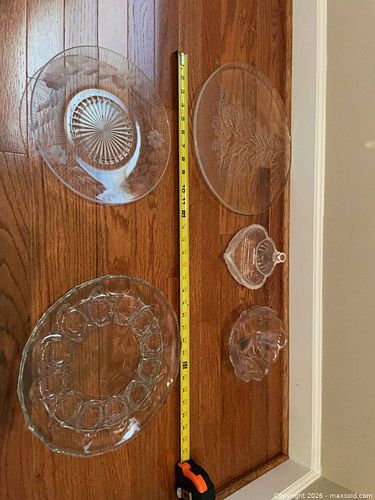 Depression Glass Serveware Lot: Etched Floral & Embossed (1 of 11)