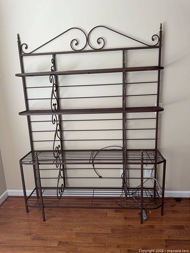 Metal Baker's Rack with Scrollwork, Bronze & Antique Brass Accents (1 of 6)