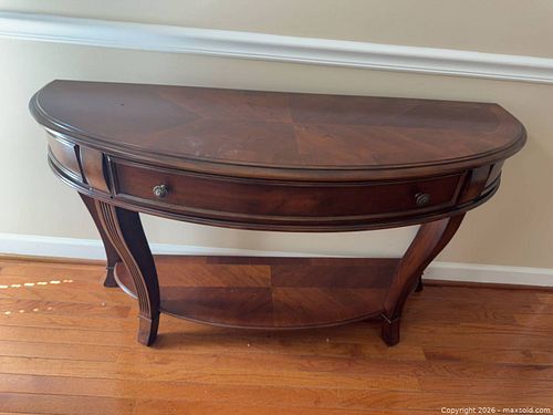 Traditional Dark Brown Cherry Veneer Console Table, ~42 in (1 of 6)