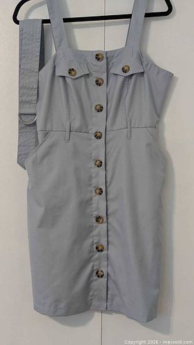 mySTYLE Light Blue Cotton Sleeveless Button-Front Dress, S/M (1 of 8)