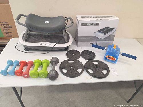Mixed Fitness Equipment Lot: Vibration Plate, Dumbbells, Plates, Ab Roller (1 of 12)