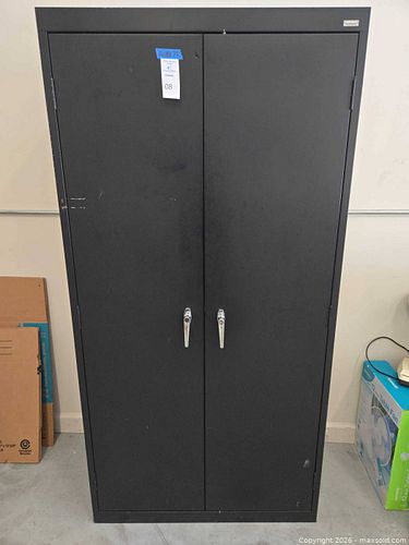 Sandusky Tall Black Metal Storage Cabinet, approx. 72in tall (1 of 10)