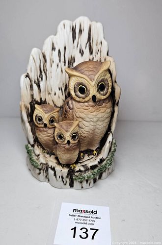 Vintage Bisque Owl Sculpture Taiwan (1 of 5)