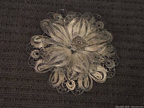 Wonderful huge sterling filigree brooch (1 of 4)