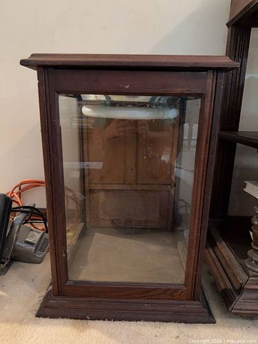 Oak Display Case with Glass Panels and Interior Light (1 of 7)