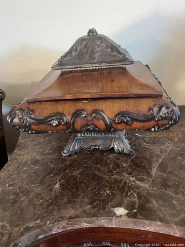 Victorian Ornate Decorative Wooden Box with Bronze Accents (1 of 8)