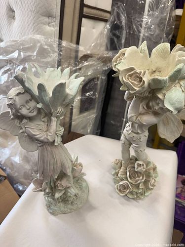 Set of 2 Resin Fairy Floral Figurines, Pastel Colors (1 of 4)