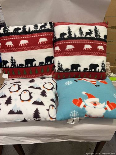 Set of 4 Small Holiday Decorative Throw Pillows (12" x 12") (1 of 3)