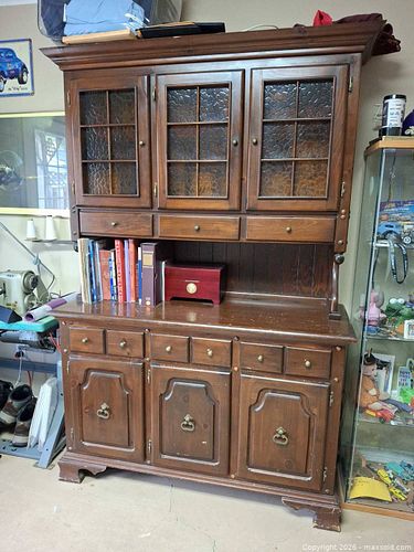 Solid Wood Dark Brown Two-Piece Hutch (1 of 8)