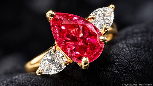 Certified 10KT(1.2g)Pink Lab Diamond(1.10ct+0.20ct)Ring,size 5.5 (1 of 7)