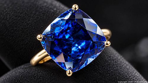 Certified 10KT(2.8g)Tanzanite(6.5ct)Ring,size 6 (1 of 6)